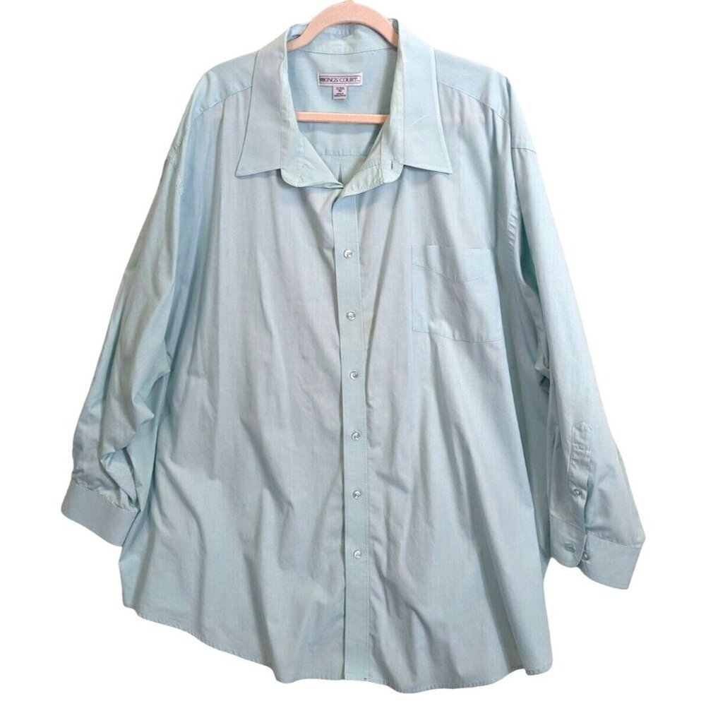 Kings Court Shirt Big Men Size 22 35/6 Button Up Long Sleeve Mint Green Classic